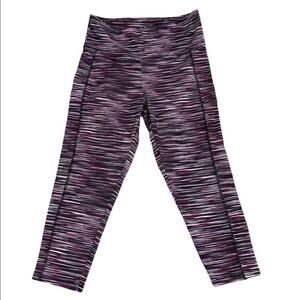 Bally Total Fitness Women Stripe Activewear Compression Yoga Capri Leggings XL